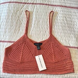 Streetwear Society NWT Crochet Knit Bra Cropped Top XL Burnt Orange Color